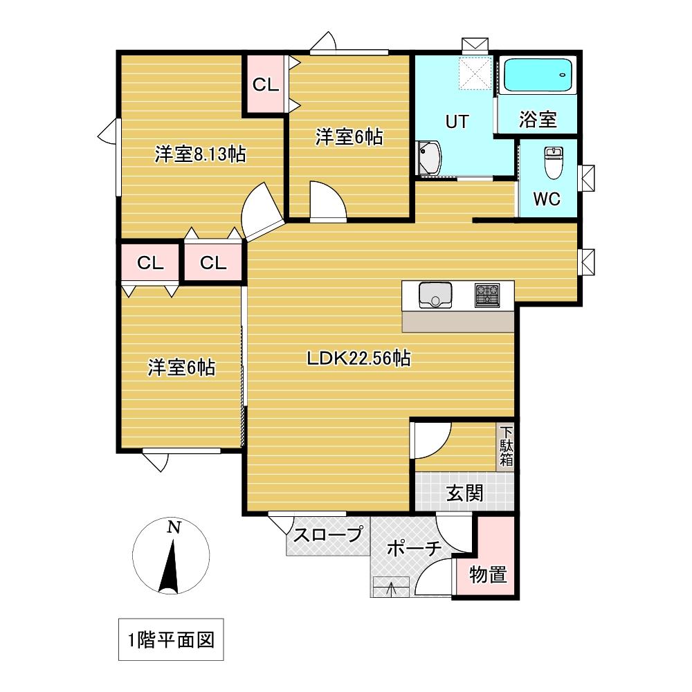 とん田西町２３３番　戸建て 間取り