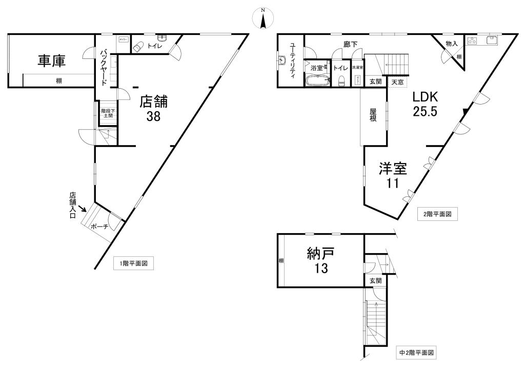 中古店舗付戸建　北斗町３丁目 間取り